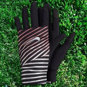 Nike Black Striped Running Gloves